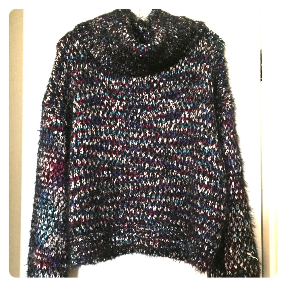 Express Black with Colorful Threads Sweater, Small - Picture 1 of 8